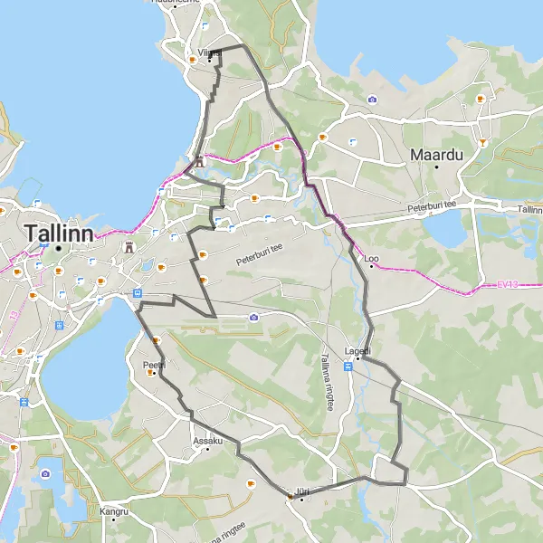 Map miniature of "Coastal Delight" cycling inspiration in Eesti, Estonia. Generated by Tarmacs.app cycling route planner