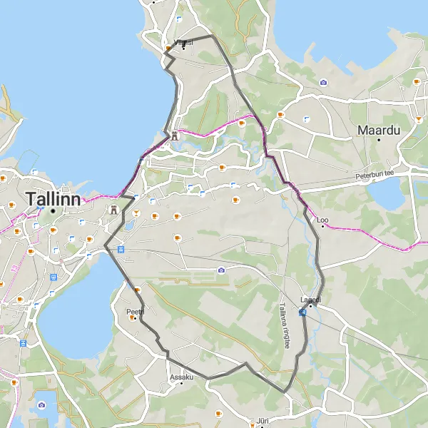 Map miniature of "Viimsi Road Experience" cycling inspiration in Eesti, Estonia. Generated by Tarmacs.app cycling route planner