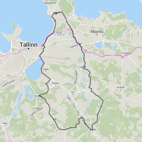 Map miniature of "Exploring Rural Beauty" cycling inspiration in Eesti, Estonia. Generated by Tarmacs.app cycling route planner