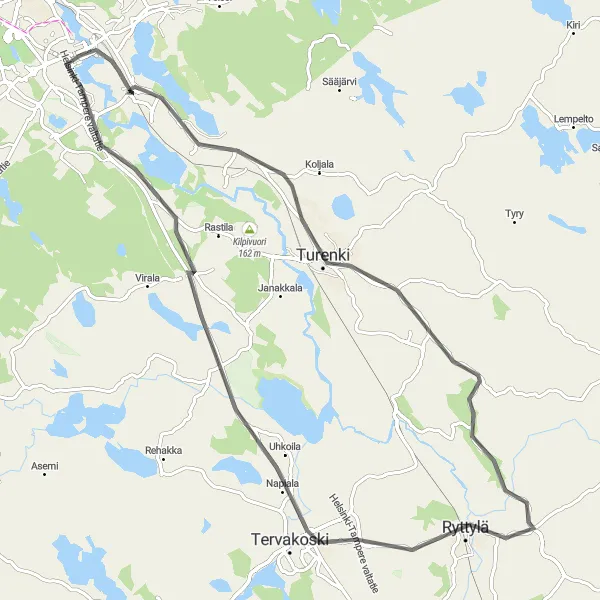 Map miniature of "Nature and Heritage Explorations" cycling inspiration in Etelä-Suomi, Finland. Generated by Tarmacs.app cycling route planner