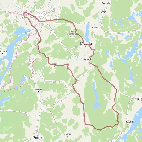 Map miniature of "The Salo Adventure" cycling inspiration in Etelä-Suomi, Finland. Generated by Tarmacs.app cycling route planner