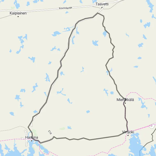Map miniature of "Salmenkylä Adventure" cycling inspiration in Etelä-Suomi, Finland. Generated by Tarmacs.app cycling route planner