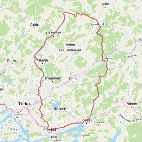 Map miniature of "Gravel Experiences" cycling inspiration in Etelä-Suomi, Finland. Generated by Tarmacs.app cycling route planner