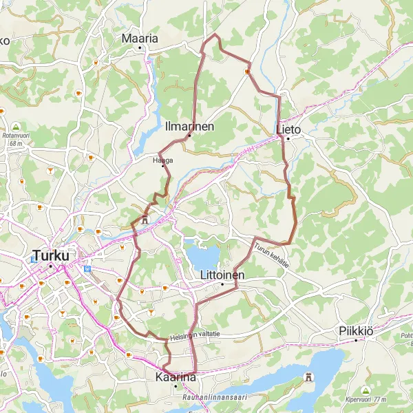 Map miniature of "Landscape Wonders" cycling inspiration in Etelä-Suomi, Finland. Generated by Tarmacs.app cycling route planner