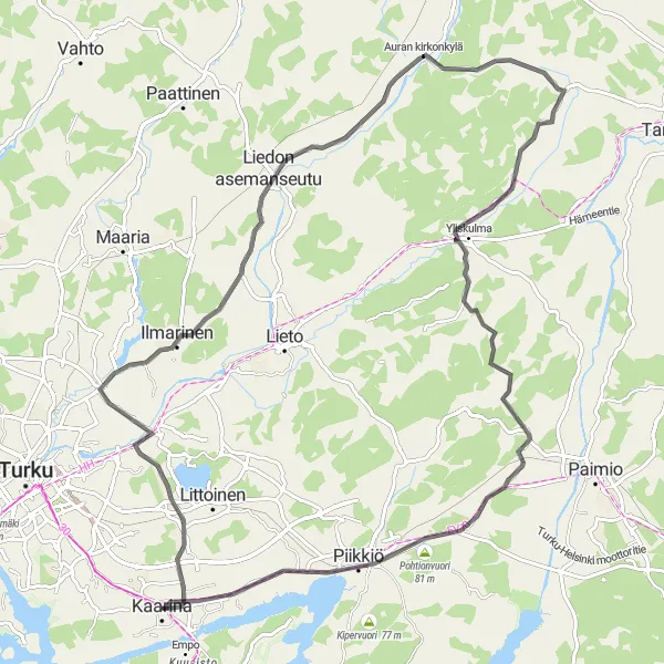 Map miniature of "Medieval Church Explorations" cycling inspiration in Etelä-Suomi, Finland. Generated by Tarmacs.app cycling route planner