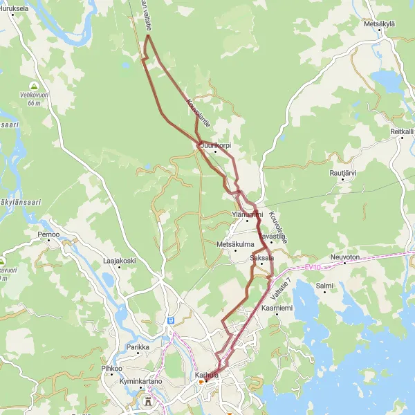 Map miniature of "Gravel Adventure to Otsola" cycling inspiration in Etelä-Suomi, Finland. Generated by Tarmacs.app cycling route planner