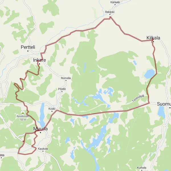 Map miniature of "Kiikala Gravel Expedition" cycling inspiration in Etelä-Suomi, Finland. Generated by Tarmacs.app cycling route planner