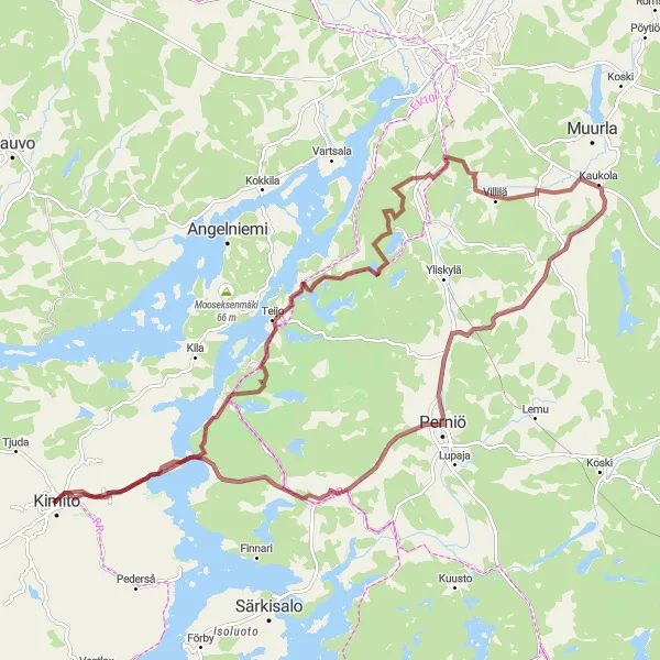 Map miniature of "The Teijo Circuit" cycling inspiration in Etelä-Suomi, Finland. Generated by Tarmacs.app cycling route planner