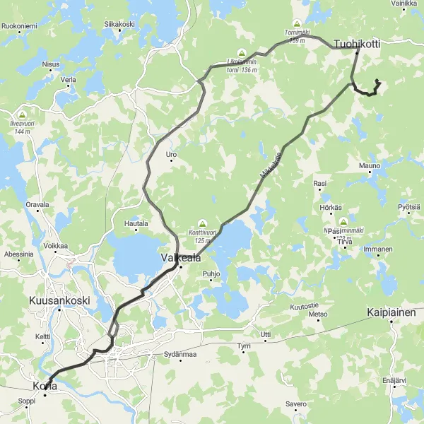 Map miniature of "Ravikylä Loop" cycling inspiration in Etelä-Suomi, Finland. Generated by Tarmacs.app cycling route planner