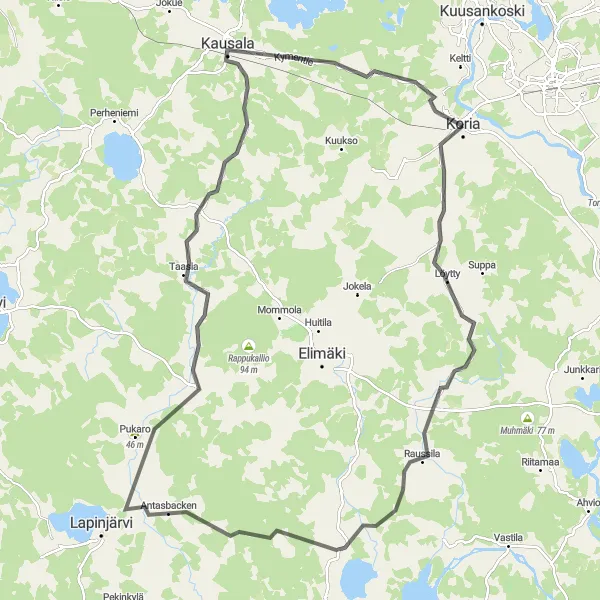 Map miniature of "Ruotsinkylä Exploration" cycling inspiration in Etelä-Suomi, Finland. Generated by Tarmacs.app cycling route planner