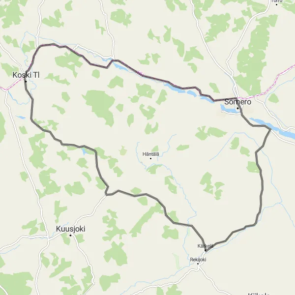 Map miniature of "Rankkula to Koski Tl" cycling inspiration in Etelä-Suomi, Finland. Generated by Tarmacs.app cycling route planner