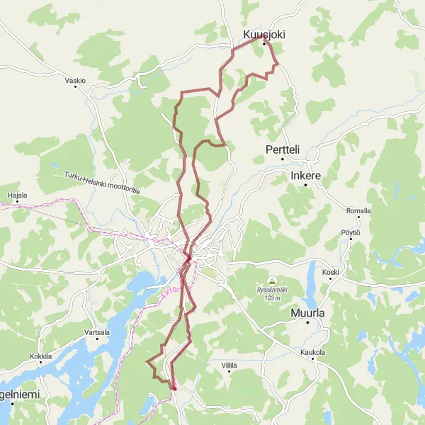 Map miniature of "Tyynelä Circuit" cycling inspiration in Etelä-Suomi, Finland. Generated by Tarmacs.app cycling route planner