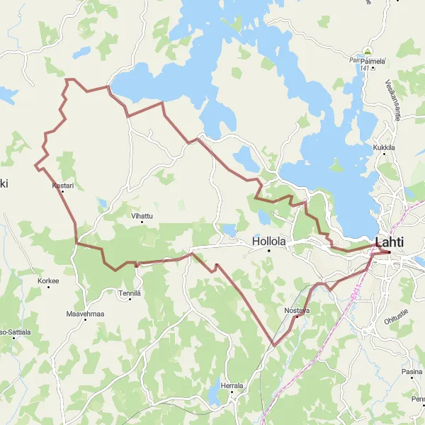 Map miniature of "Luhdanjoen Gravel Adventure" cycling inspiration in Etelä-Suomi, Finland. Generated by Tarmacs.app cycling route planner
