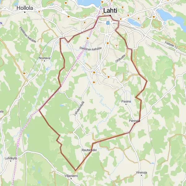 Map miniature of "Paavola Gravel Loop" cycling inspiration in Etelä-Suomi, Finland. Generated by Tarmacs.app cycling route planner