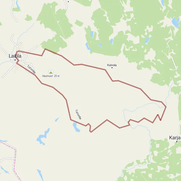 Map miniature of "Scenic Gravel Tour in Laitila" cycling inspiration in Etelä-Suomi, Finland. Generated by Tarmacs.app cycling route planner