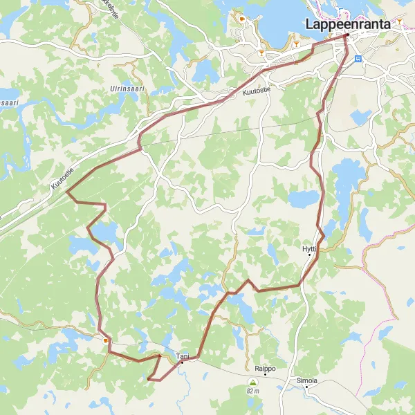 Map miniature of "Kesämäki Gravel Loop" cycling inspiration in Etelä-Suomi, Finland. Generated by Tarmacs.app cycling route planner