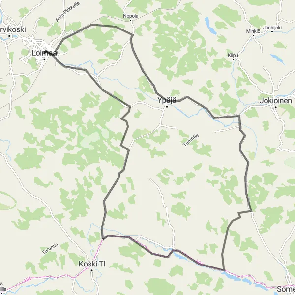 Map miniature of "The Vaulammi Challenge" cycling inspiration in Etelä-Suomi, Finland. Generated by Tarmacs.app cycling route planner