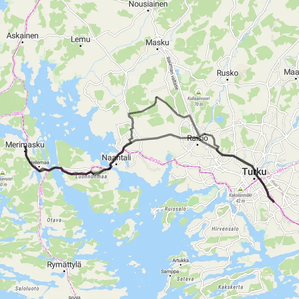 Map miniature of "The Historical Trail" cycling inspiration in Etelä-Suomi, Finland. Generated by Tarmacs.app cycling route planner