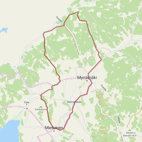 Map miniature of "Ruonkallio Gravel Loop" cycling inspiration in Etelä-Suomi, Finland. Generated by Tarmacs.app cycling route planner