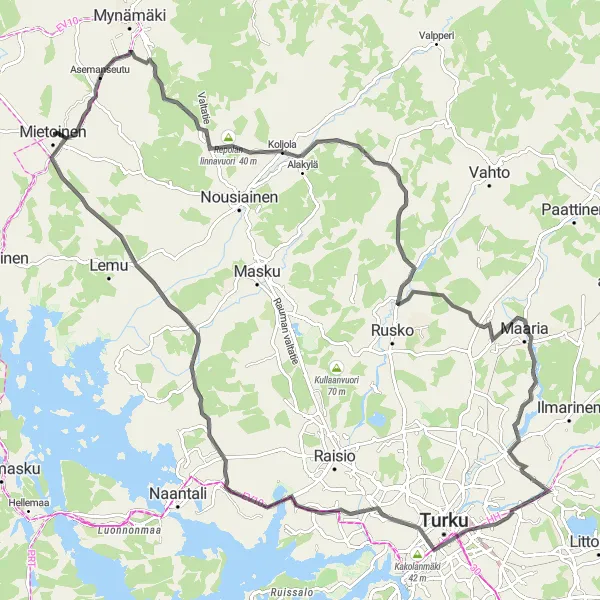 Map miniature of "Extreme Road Challenge" cycling inspiration in Etelä-Suomi, Finland. Generated by Tarmacs.app cycling route planner