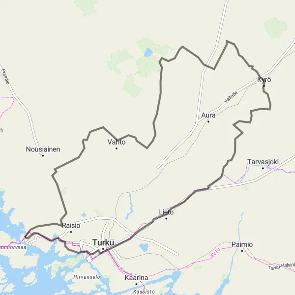 Map miniature of "Naantali Backcountry Adventure" cycling inspiration in Etelä-Suomi, Finland. Generated by Tarmacs.app cycling route planner