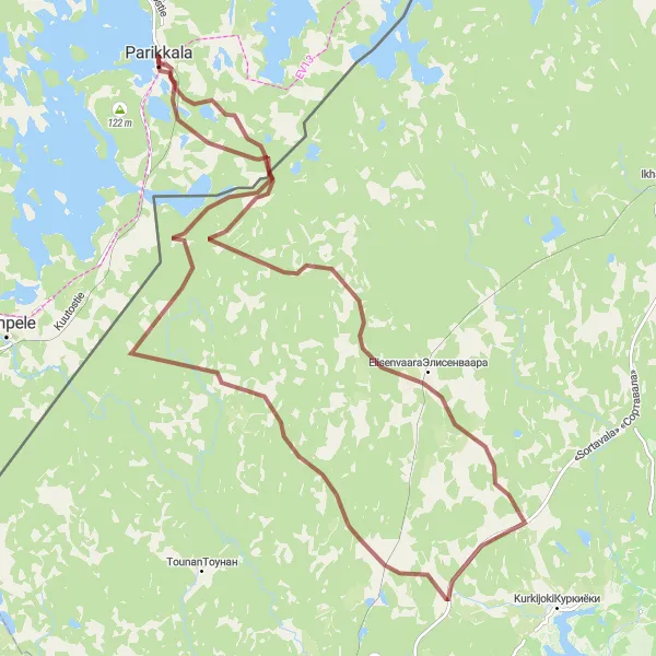 Map miniature of "Parikkala to Ketroväärä Gravel Route" cycling inspiration in Etelä-Suomi, Finland. Generated by Tarmacs.app cycling route planner