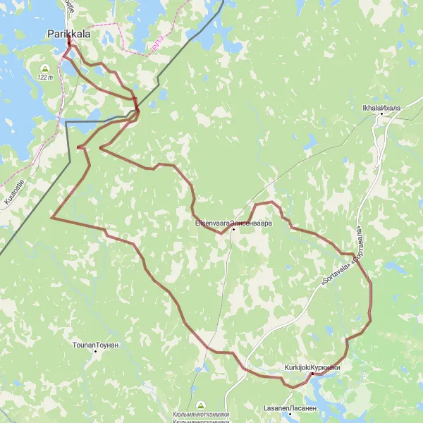 Map miniature of "Ultimate Gravel Adventure to Ketroväärä" cycling inspiration in Etelä-Suomi, Finland. Generated by Tarmacs.app cycling route planner