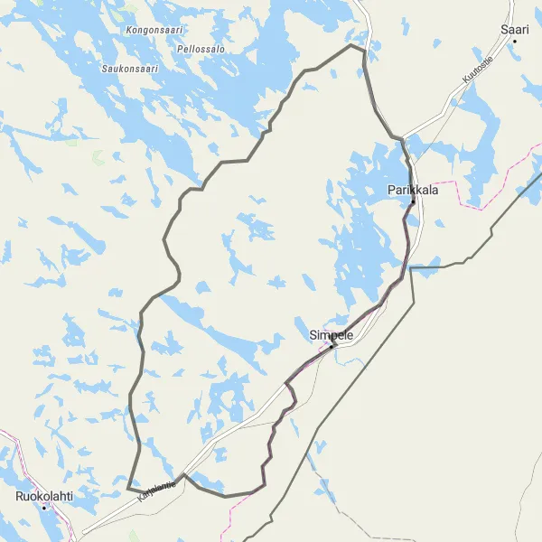 Map miniature of "The Hill Country Loop" cycling inspiration in Etelä-Suomi, Finland. Generated by Tarmacs.app cycling route planner