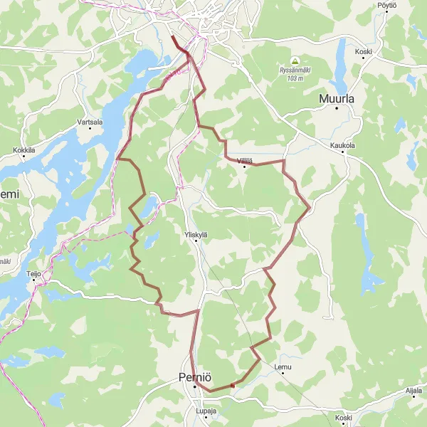 Map miniature of "Tykki Circuit" cycling inspiration in Etelä-Suomi, Finland. Generated by Tarmacs.app cycling route planner