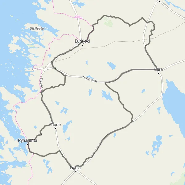 Map miniature of "Ultimate Road Cycling Challenge" cycling inspiration in Etelä-Suomi, Finland. Generated by Tarmacs.app cycling route planner