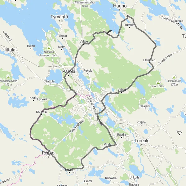 Map miniature of "Round-trip from Renko through Scenic Southern Finland" cycling inspiration in Etelä-Suomi, Finland. Generated by Tarmacs.app cycling route planner