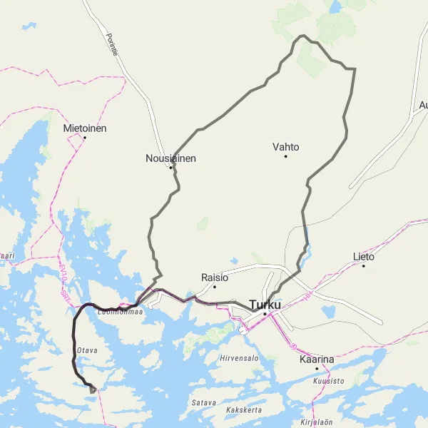 Map miniature of "Ultimate Road Cycling Challenge: Rymättylä Loop" cycling inspiration in Etelä-Suomi, Finland. Generated by Tarmacs.app cycling route planner