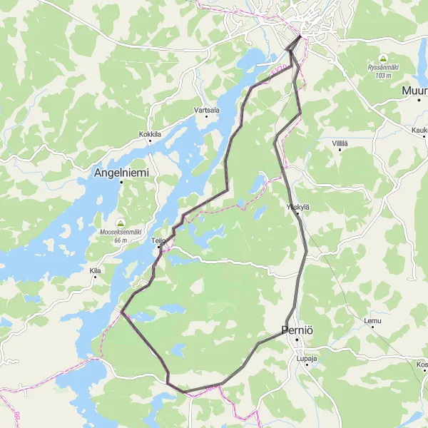 Map miniature of "Teijo Escape" cycling inspiration in Etelä-Suomi, Finland. Generated by Tarmacs.app cycling route planner