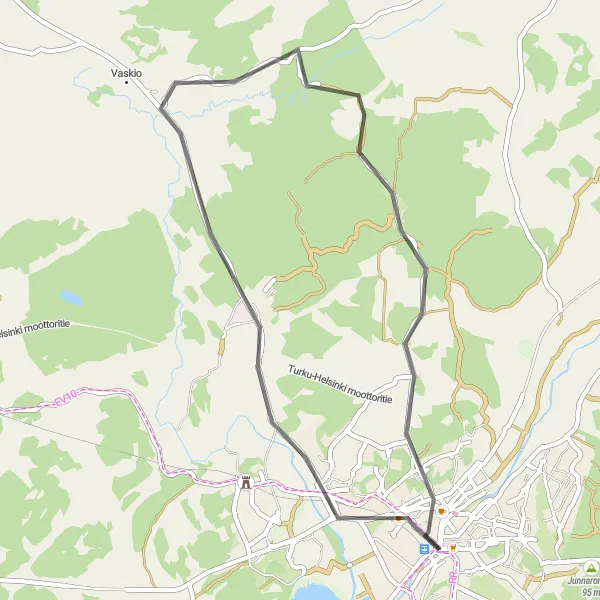Map miniature of "Halikko Loop" cycling inspiration in Etelä-Suomi, Finland. Generated by Tarmacs.app cycling route planner