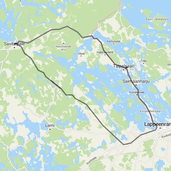 Map miniature of "Exploring Nature and Culture Road Cycling Route" cycling inspiration in Etelä-Suomi, Finland. Generated by Tarmacs.app cycling route planner