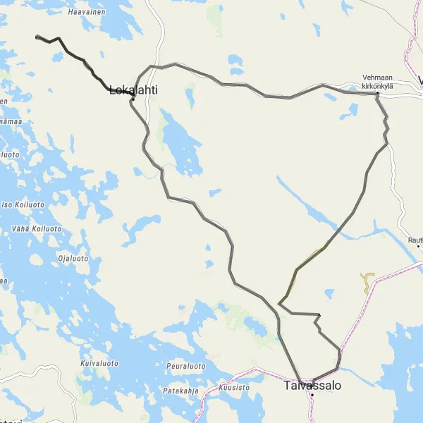Map miniature of "Lokalahti Exploration on Two Wheels" cycling inspiration in Etelä-Suomi, Finland. Generated by Tarmacs.app cycling route planner