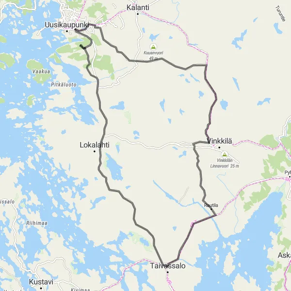 Map miniature of "Kasarminlahden Laavu Adventure" cycling inspiration in Etelä-Suomi, Finland. Generated by Tarmacs.app cycling route planner