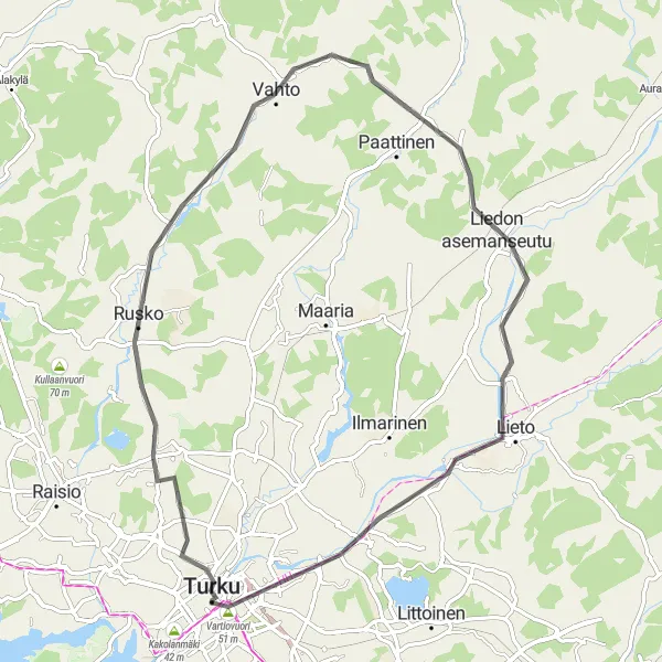 Map miniature of "Rusko Adventure" cycling inspiration in Etelä-Suomi, Finland. Generated by Tarmacs.app cycling route planner