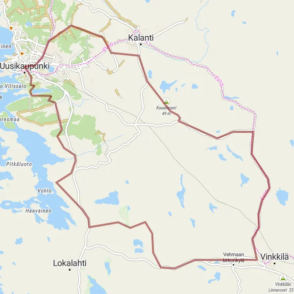 Map miniature of "Discover Vehmaan kirkonkylä" cycling inspiration in Etelä-Suomi, Finland. Generated by Tarmacs.app cycling route planner