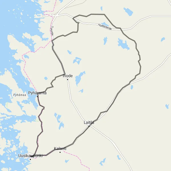 Map miniature of "Challenging Countryside Ride" cycling inspiration in Etelä-Suomi, Finland. Generated by Tarmacs.app cycling route planner