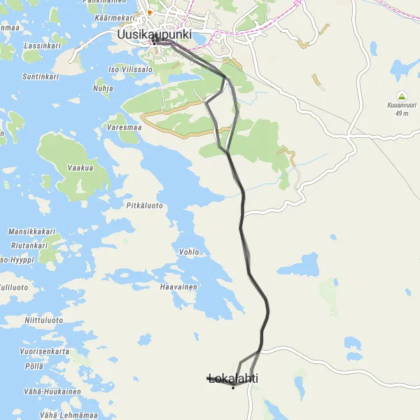 Map miniature of "Countryside Serenity" cycling inspiration in Etelä-Suomi, Finland. Generated by Tarmacs.app cycling route planner