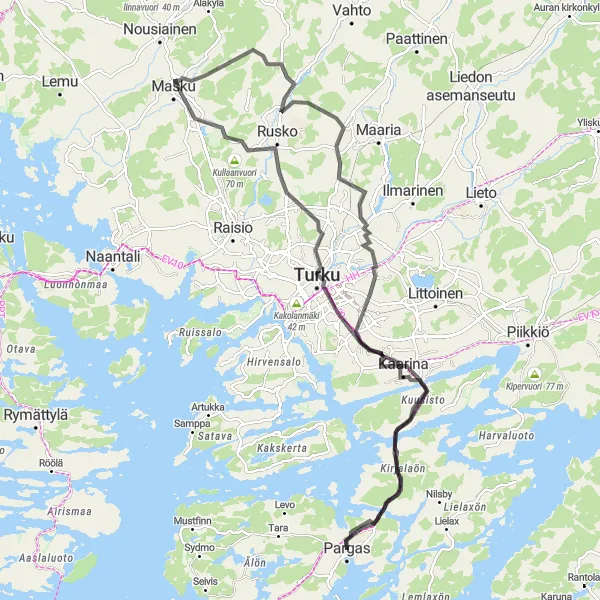 Map miniature of "Turku Archipelago Grand Tour" cycling inspiration in Etelä-Suomi, Finland. Generated by Tarmacs.app cycling route planner