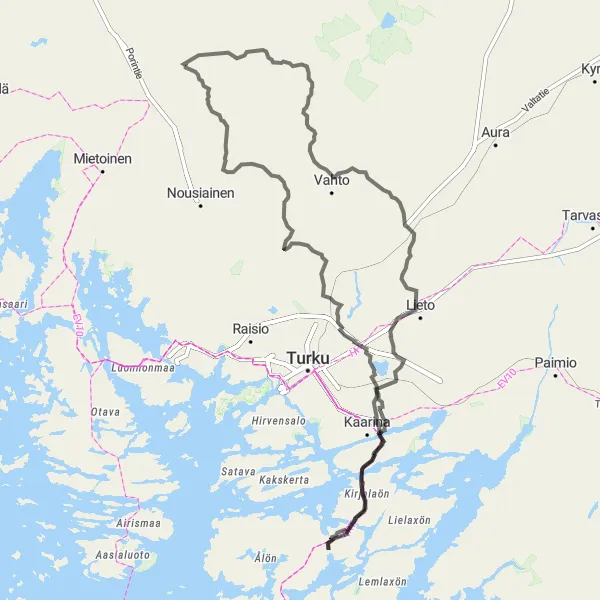 Map miniature of "Scenic Road Tour" cycling inspiration in Etelä-Suomi, Finland. Generated by Tarmacs.app cycling route planner