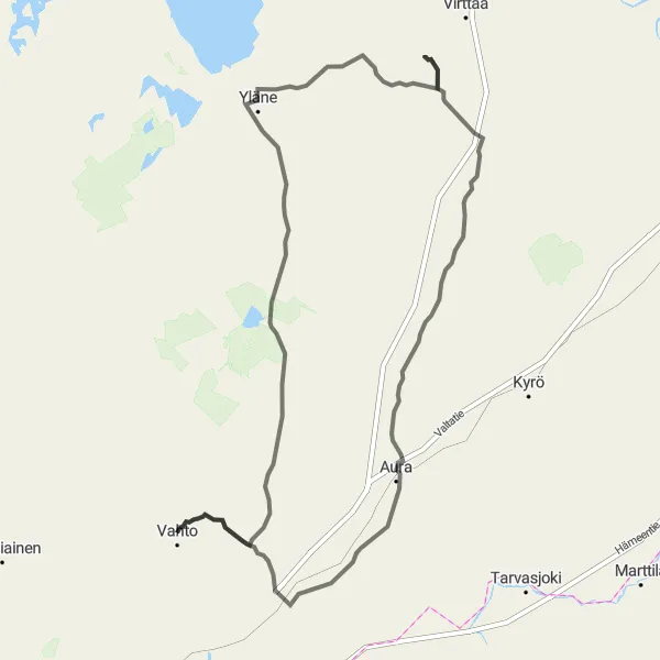 Map miniature of "Vahto to Liedon asemanseutu Scenic Ride" cycling inspiration in Etelä-Suomi, Finland. Generated by Tarmacs.app cycling route planner
