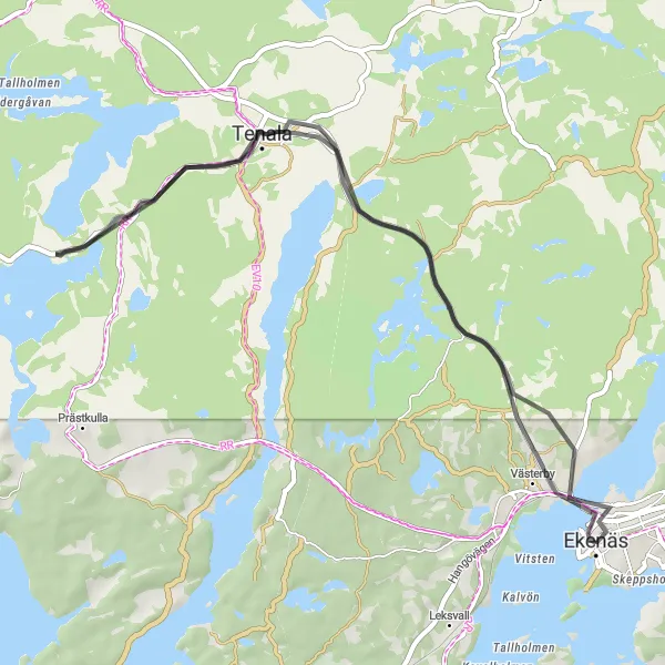 Map miniature of "Coastal Paradise" cycling inspiration in Helsinki-Uusimaa, Finland. Generated by Tarmacs.app cycling route planner