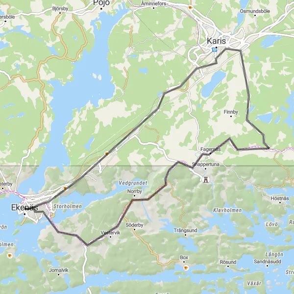 Map miniature of "The Rolling Hills Road Trip" cycling inspiration in Helsinki-Uusimaa, Finland. Generated by Tarmacs.app cycling route planner