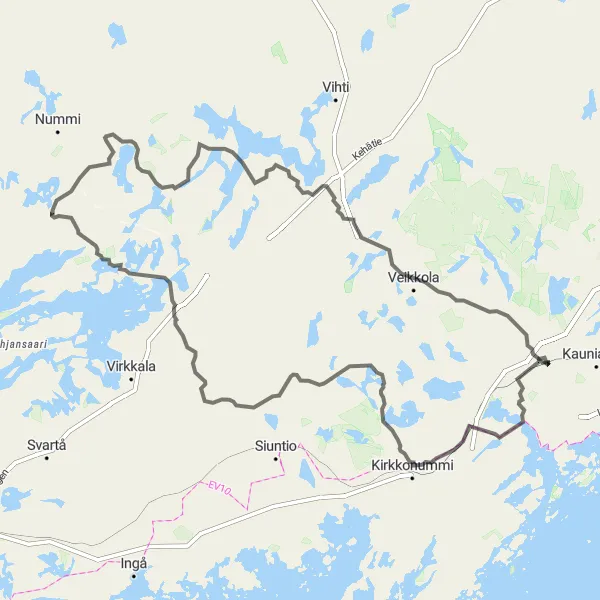 Map miniature of "Espoo's Spectacular Cycling Adventure" cycling inspiration in Helsinki-Uusimaa, Finland. Generated by Tarmacs.app cycling route planner