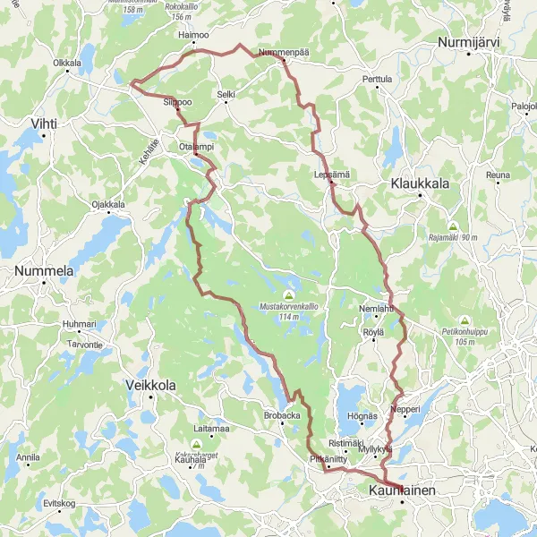 Map miniature of "Adventure through Nuuksio National Park" cycling inspiration in Helsinki-Uusimaa, Finland. Generated by Tarmacs.app cycling route planner