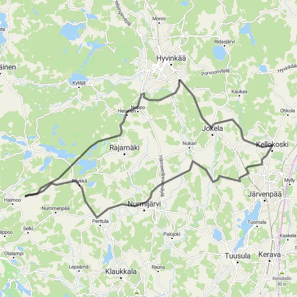 Map miniature of "Helsinki Road Loop" cycling inspiration in Helsinki-Uusimaa, Finland. Generated by Tarmacs.app cycling route planner