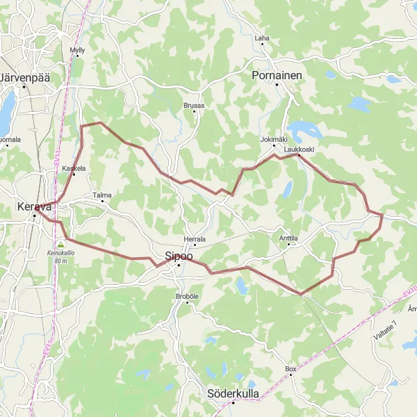 Map miniature of "Hidden Gems of Eastern Uusimaa" cycling inspiration in Helsinki-Uusimaa, Finland. Generated by Tarmacs.app cycling route planner